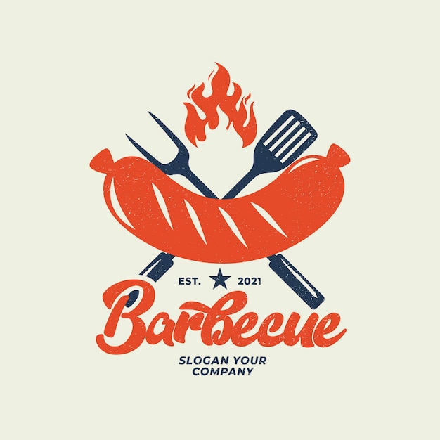 Detailed barbecue logo template