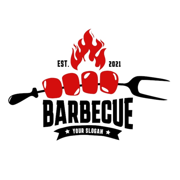 Vettore gratuito modello dettagliato del logo del barbecue