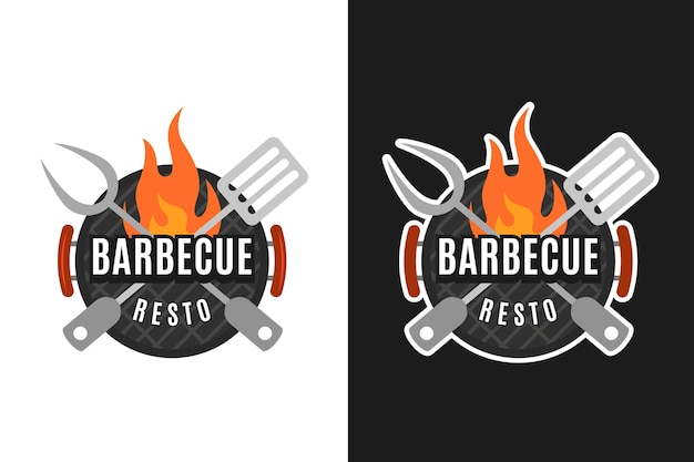 Vettore gratuito modello dettagliato del logo del barbecue