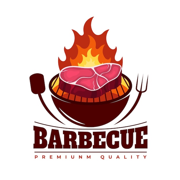 Vettore gratuito modello dettagliato del logo del barbecue