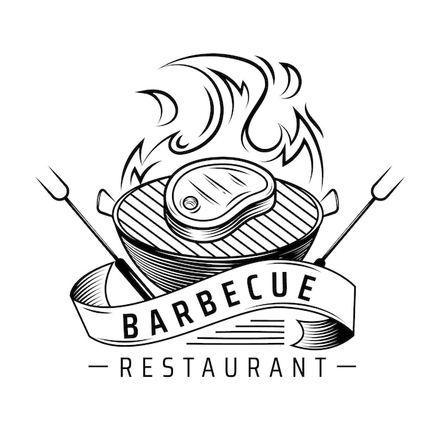Подробный шаблон логотипа барбекю