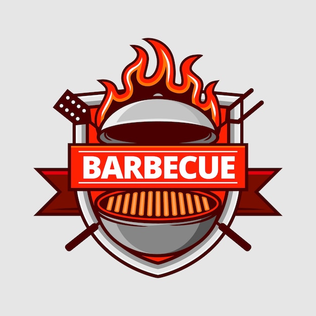 Vettore gratuito modello dettagliato del logo del barbecue