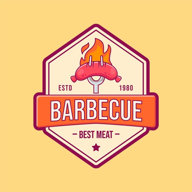 Detailed barbecue logo template