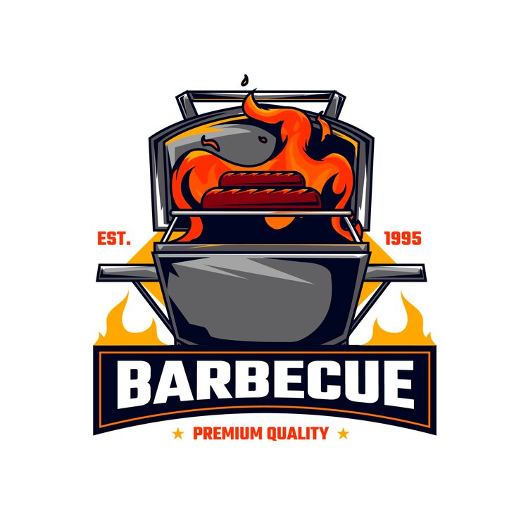 Free Vector detailed barbecue logo template