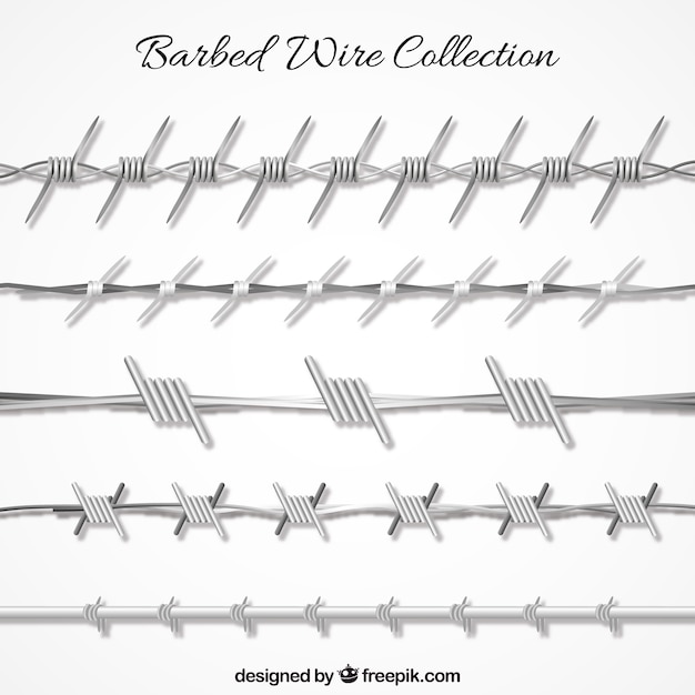 Free vector detailed barbed wire set