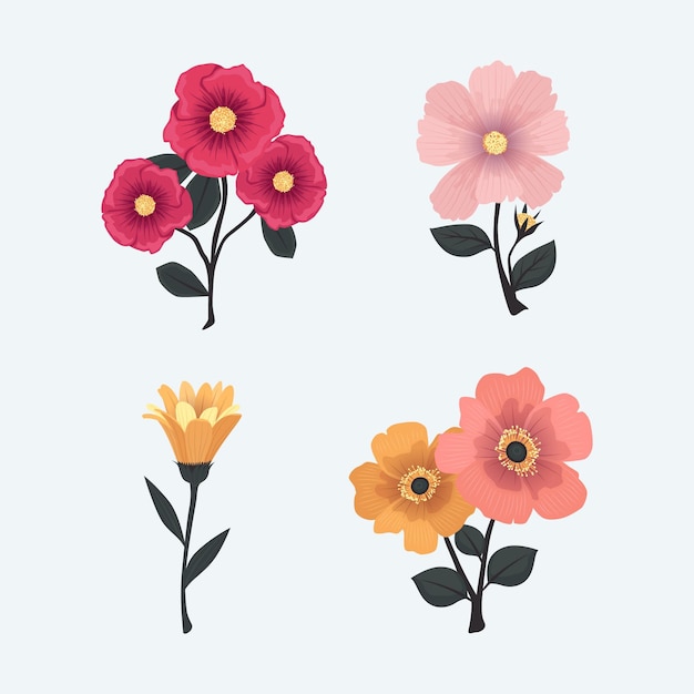 Free vector detailed beautiful spring flower collection