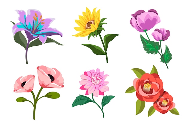 Free vector detailed beautiful spring flower collection