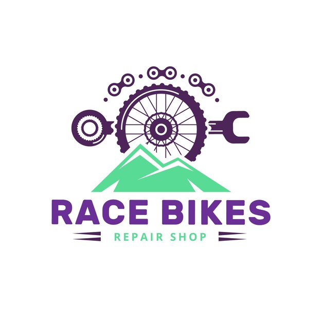 Подробный механизм шаблона логотипа велосипеда