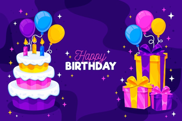 Detailed birthday background with cake