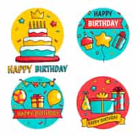 Free vector detailed birthday badge collection
