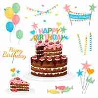 Free vector detailed birthday cake with topper