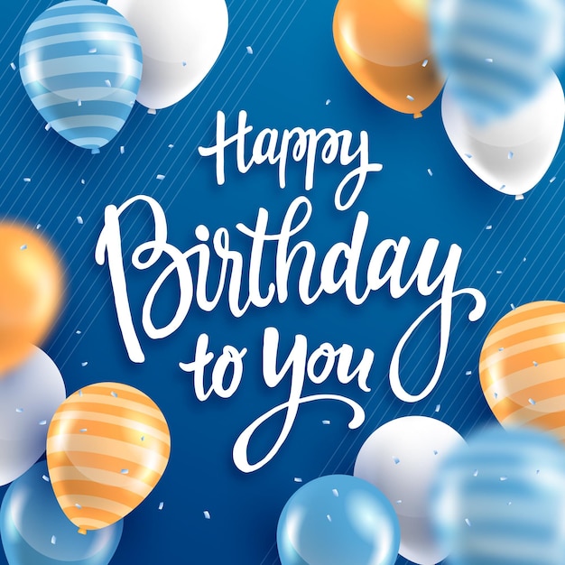 Free vector detailed birthday lettering with balloons