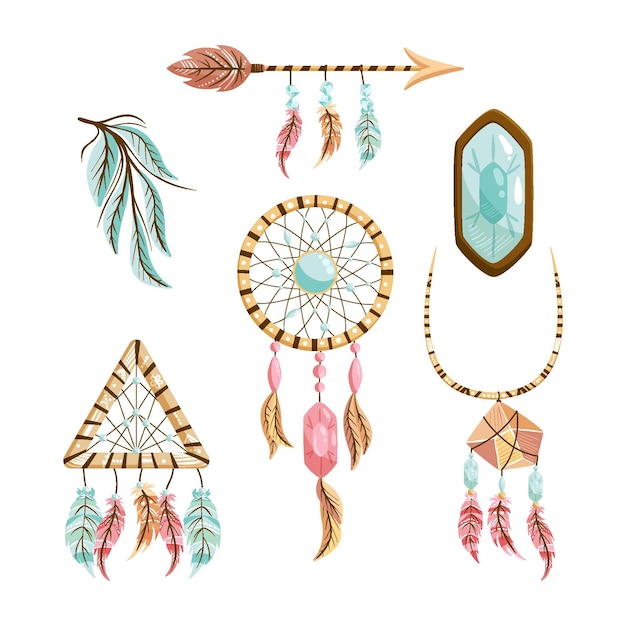 Detailed boho elements collection