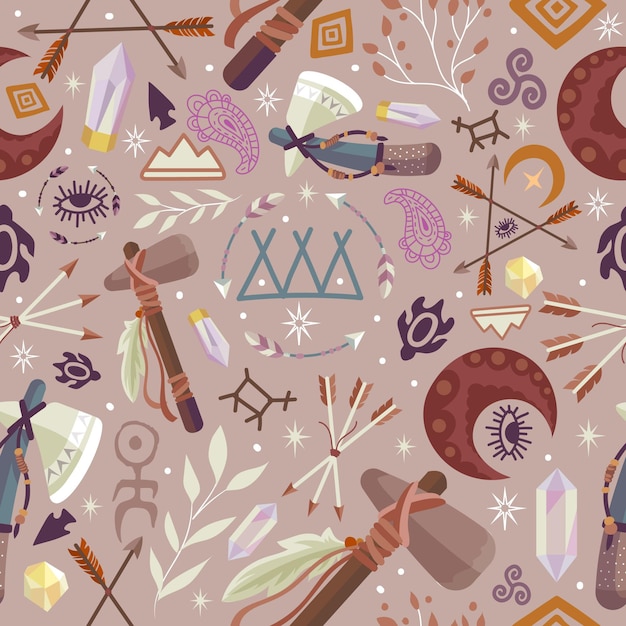 Free vector detailed boho pattern design