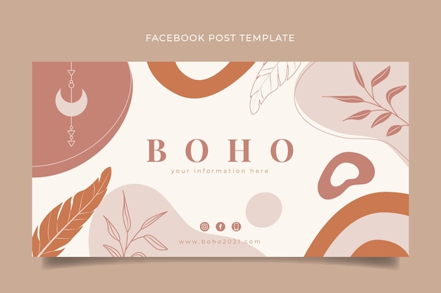 Free vector detailed boho social media post template