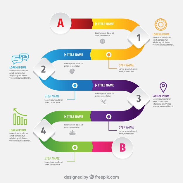 Detailed business timeline with flat design