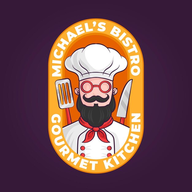 Detailed chef logo template