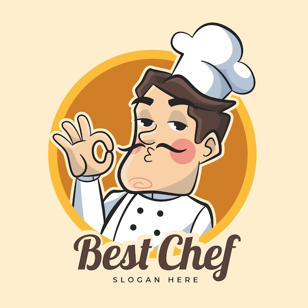 Подробный шаблон логотипа шеф-повара