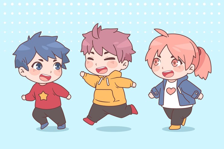Free Vector detailed chibi anime characters