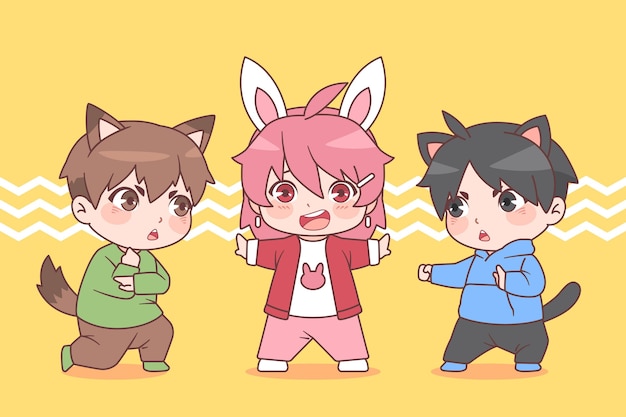 Free Vector detailed chibi anime characters