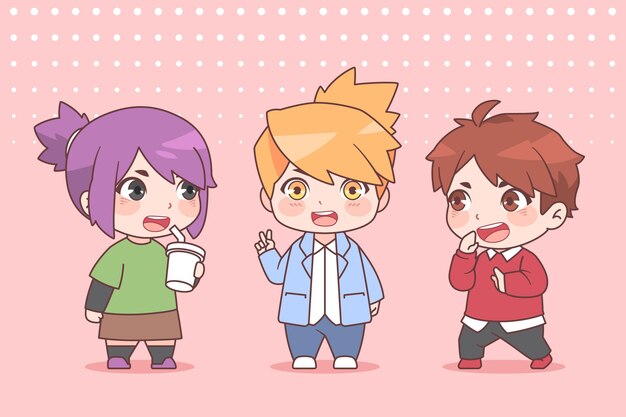 Free Vector detailed chibi anime characters