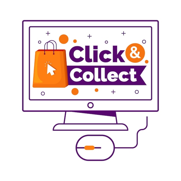 Free vector detailed click and collect sign