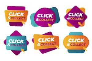 Free vector detailed click and collect signs