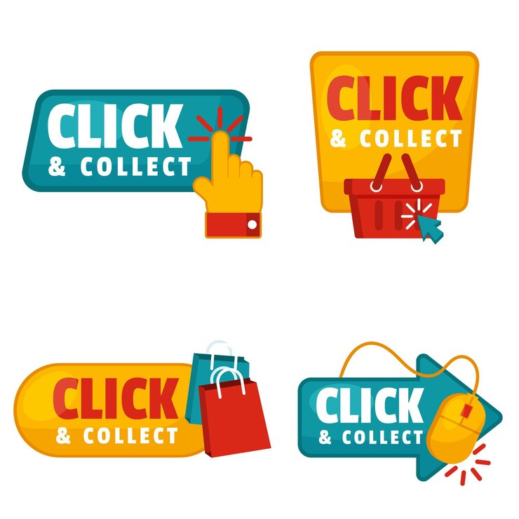 Free Vector detailed click and collect signs