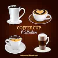 Бесплатное векторное изображение Подробная коллекция чашек кофе
