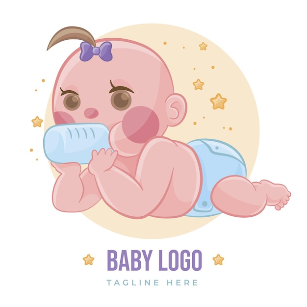 詳細なかわいい赤ちゃんのロゴのテンプレート
