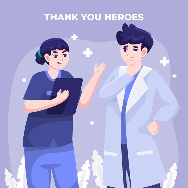 医師 看護師ありがとうございましたのイラスト 無料のベクター