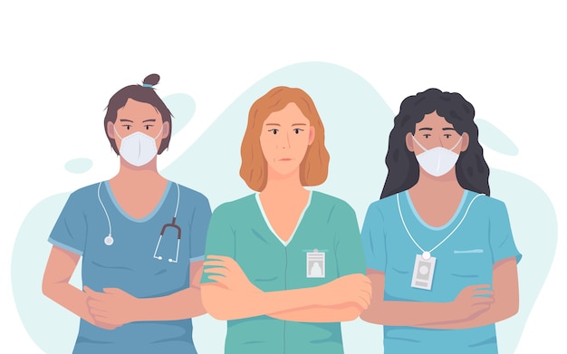 Free vector detailed doctors and nurses illustration