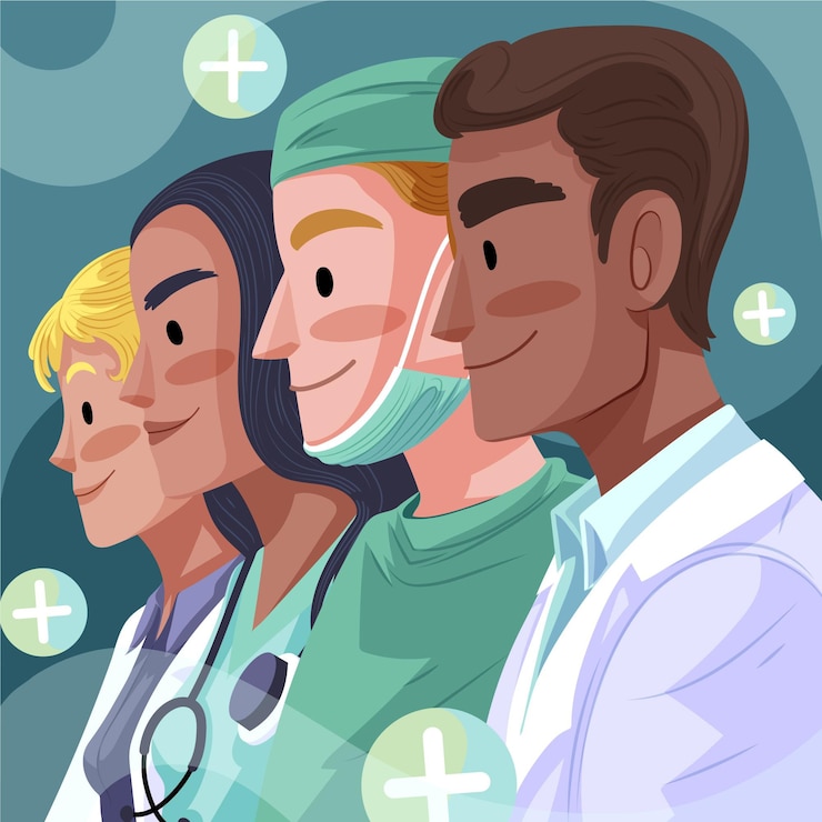 Free Vector detailed doctors and nurses illustration
