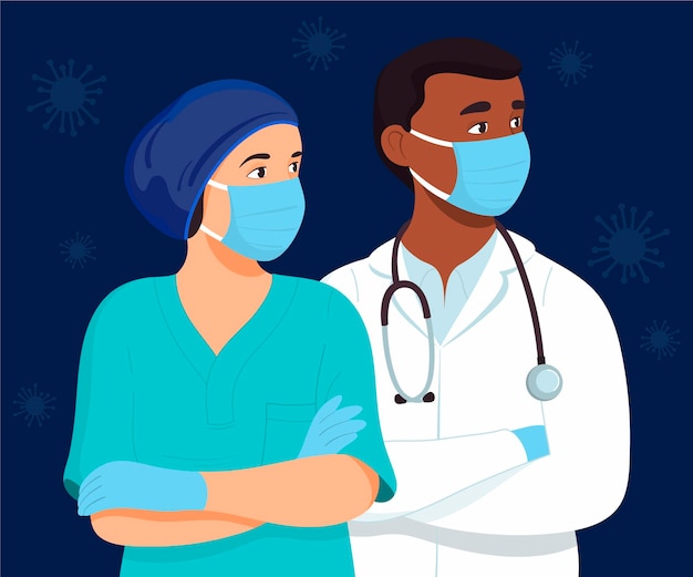 Free vector detailed doctors and nurses illustration