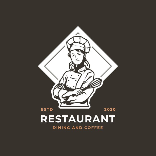 Premium Vector | Detailed female chef logo template