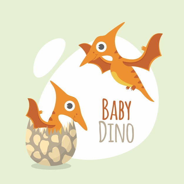 Detailed flat design baby dinosaur