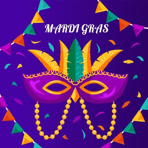 Detailed flat design mardi gras colorful mask