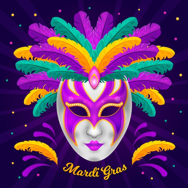 Detailed flat mardi gras mask