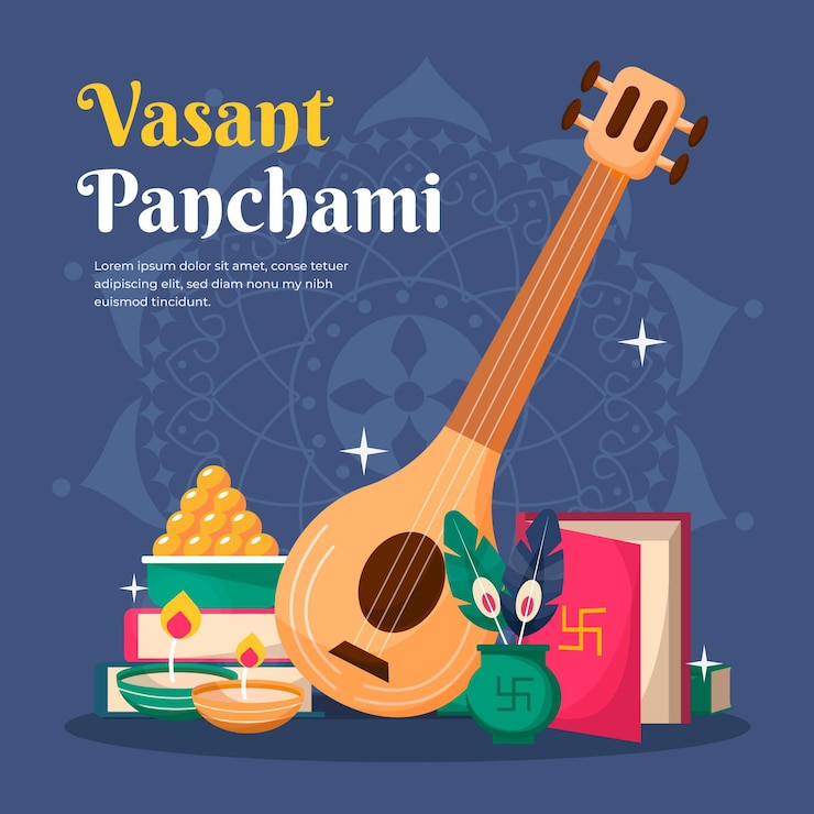 मुफ़्त वेक्टर detailed flat vasant panchami