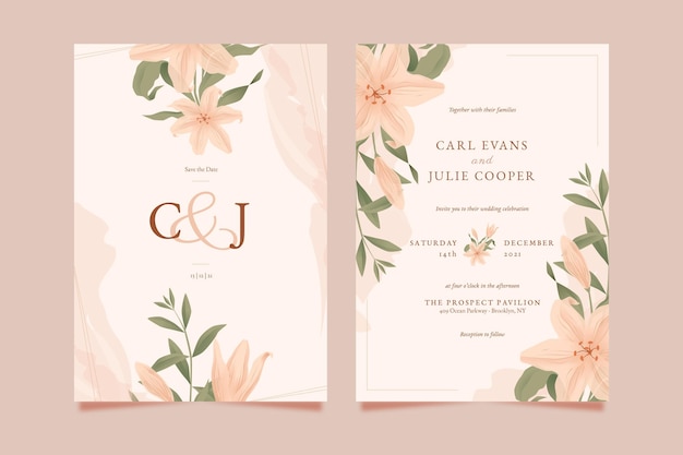 Detailed floral wedding invitation template