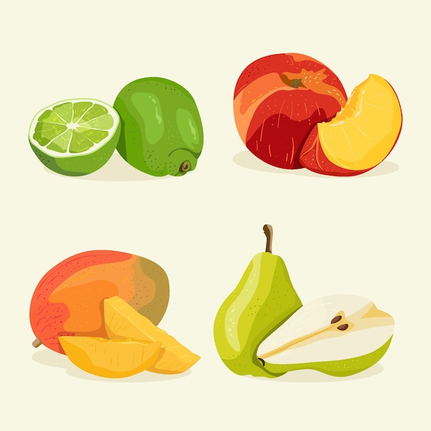 Free vector detailed fruit collection