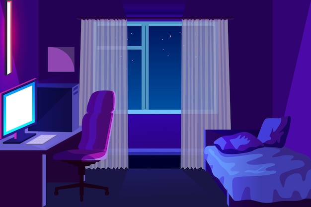 Бесплатное векторное изображение Подробная иллюстрация комнаты игрока