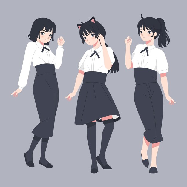 詳細な女の子のアニメキャラクター