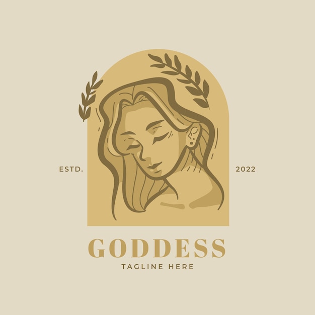 Бесплатное векторное изображение Подробный шаблон логотипа богини