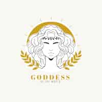 Бесплатное векторное изображение Подробный логотип богини с золотыми элементами