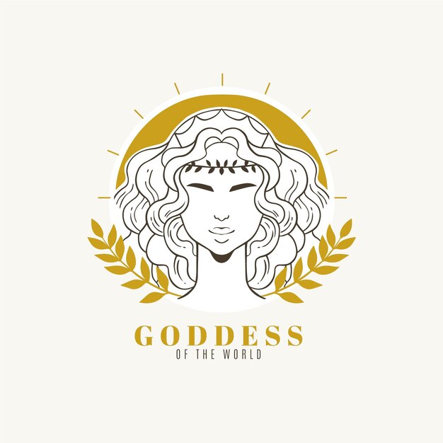 Detailed goddess logo with golden elements