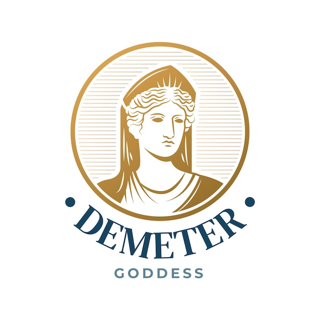 Подробный логотип богини с золотыми элементами