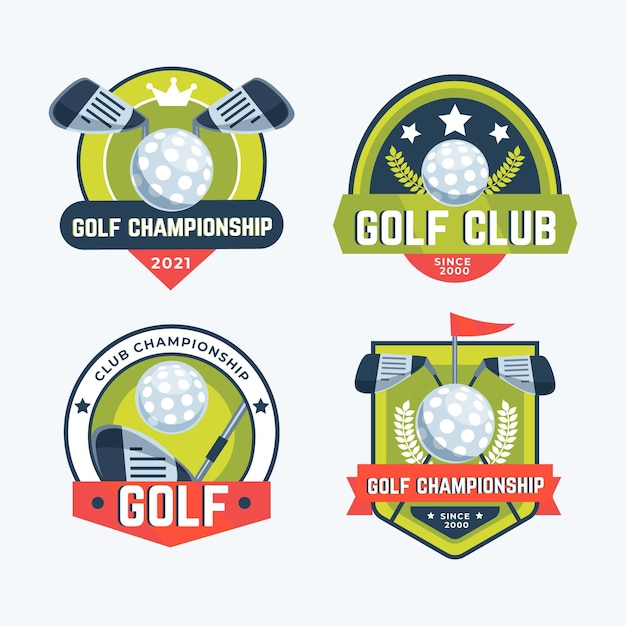 Vettore gratuito raccolta dettagliata del logo del golf