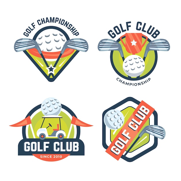 Vettore gratuito raccolta dettagliata del logo del golf