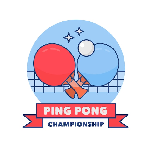 Logo di ping pong design disegnato a mano dettagliato